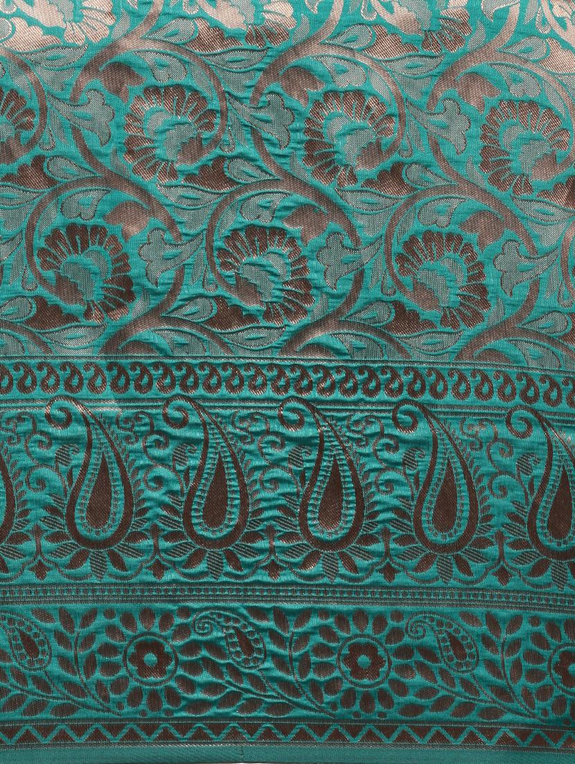 teal banarasi saree with blouse - 17265123 - Zoom Image - 5