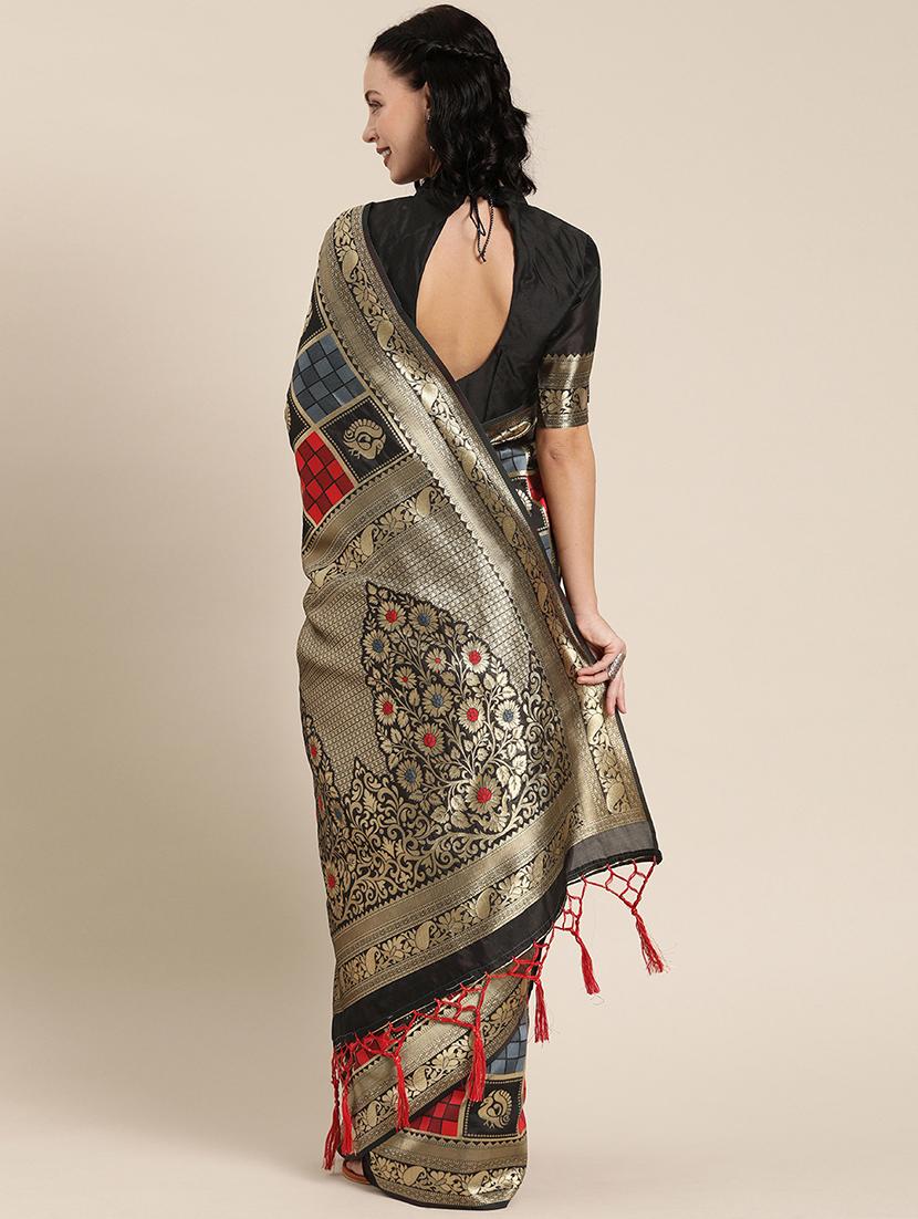 self design banarasi saree with blouse - 17265132 - Zoom Image - 2