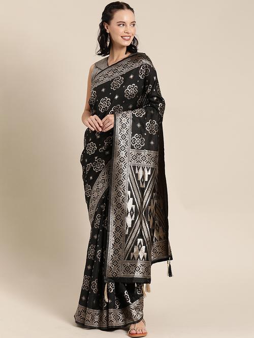 self design banarasi saree with blouse - 17265149 - Standard Image - 1