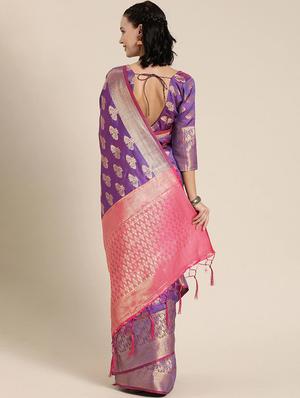 self design banarasi saree with blouse - 17265151 - Standard Image - 2