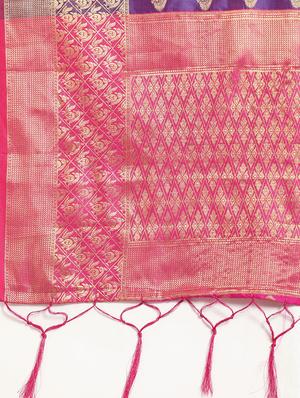 self design banarasi saree with blouse - 17265151 - Standard Image - 5