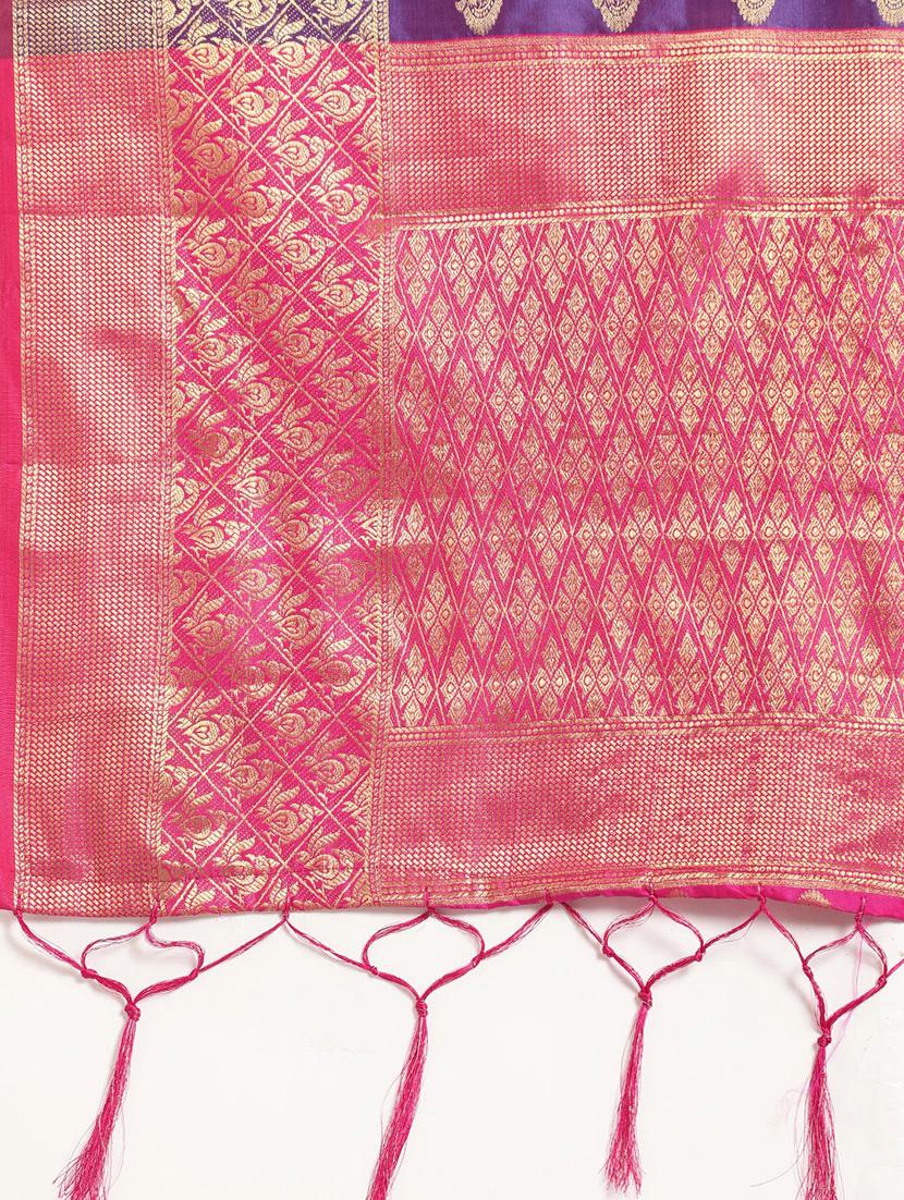 self design banarasi saree with blouse - 17265151 - Zoom Image - 5
