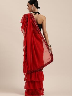 ruffle fusion saree with blouse - 17265173 - Standard Image - 2