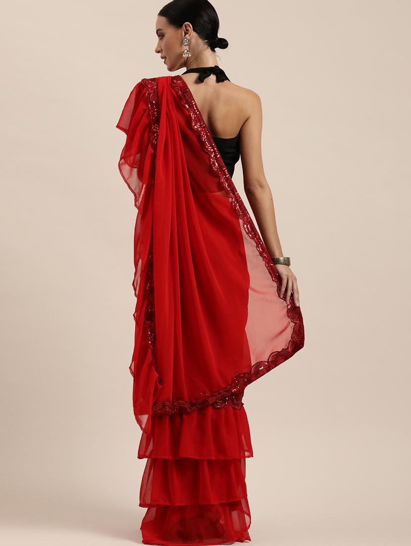 ruffle fusion saree with blouse - 17265173 - Zoom Image - 2