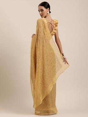 solid sequin saree with blouse - 17265185 - Standard Image - 2