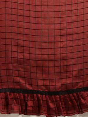 maroon silk blend fusion saree with blouse - 17265189 - Standard Image - 4