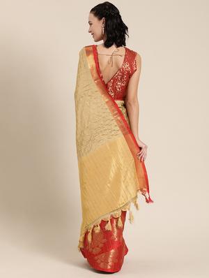 checkered banarasi saree with blouse - 17265194 - Standard Image - 2