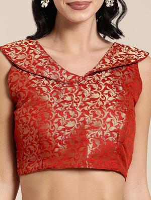 checkered banarasi saree with blouse - 17265194 - Standard Image - 3