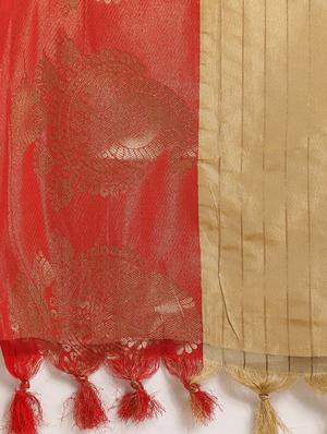 checkered banarasi saree with blouse - 17265194 - Standard Image - 4
