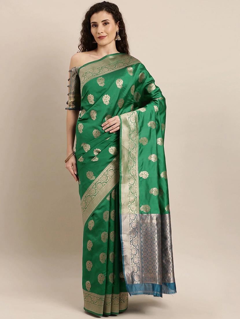 self design banarasi saree with blouse - 17265200 - Zoom Image - 1
