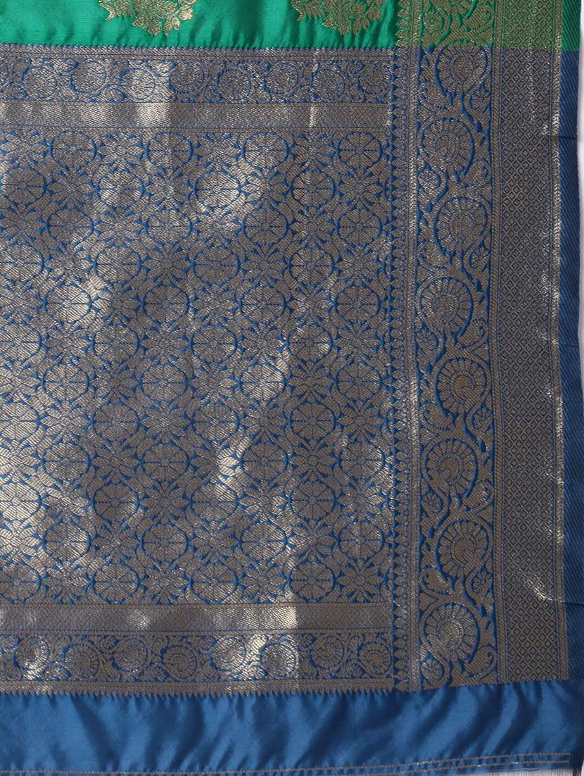 self design banarasi saree with blouse - 17265200 - Zoom Image - 4