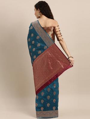 self design banarasi saree with blouse - 17265201 - Standard Image - 2