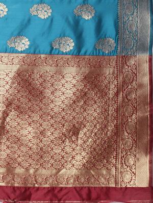 self design banarasi saree with blouse - 17265201 - Standard Image - 5