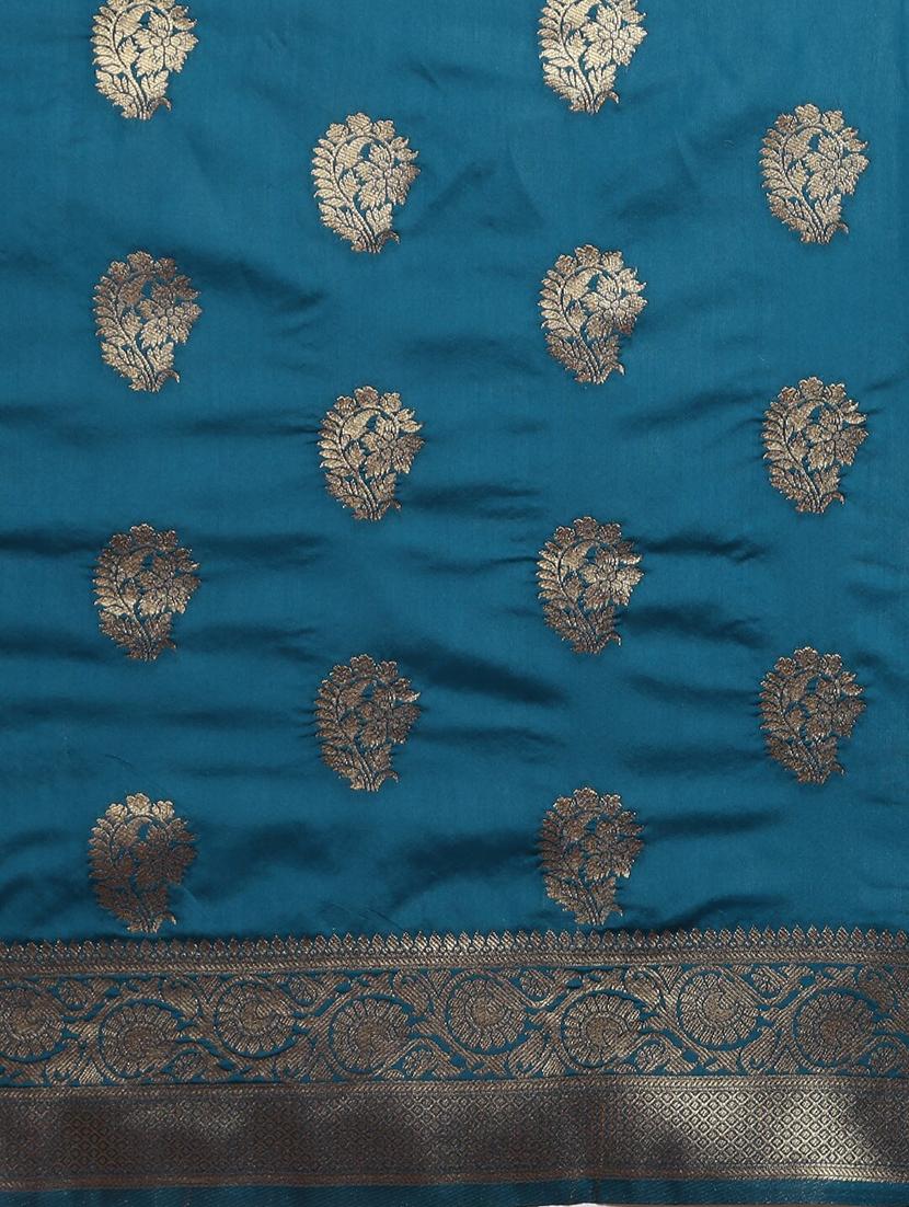 self design banarasi saree with blouse - 17265201 - Zoom Image - 6