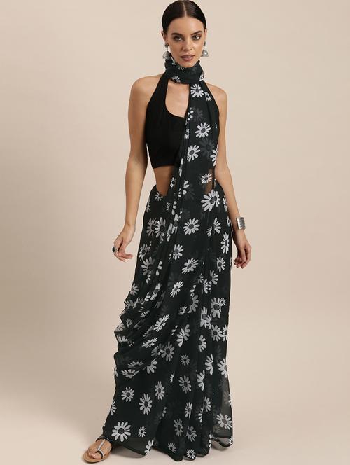 floral printed saree with blouse - 17265207 - Standard Image - 1