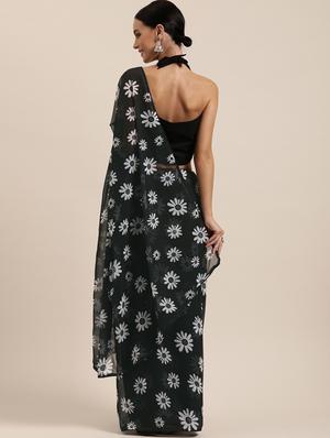 floral printed saree with blouse - 17265207 - Standard Image - 2