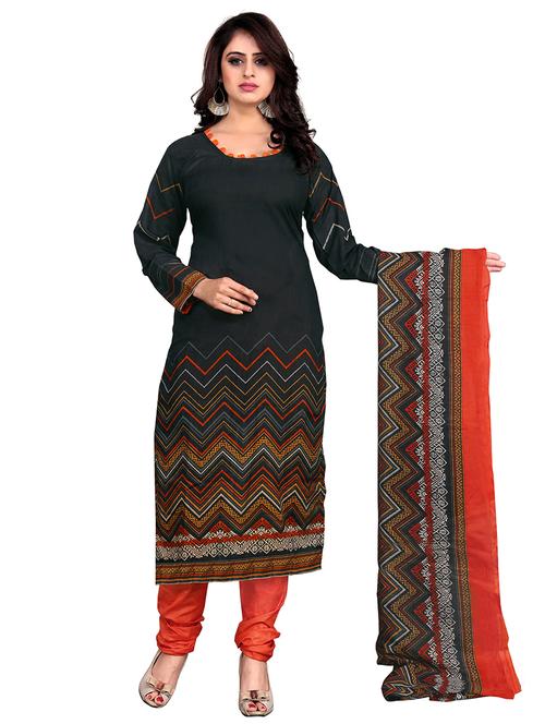 chevron printed churidaar unstitched suit - 17265998 - Standard Image - 1