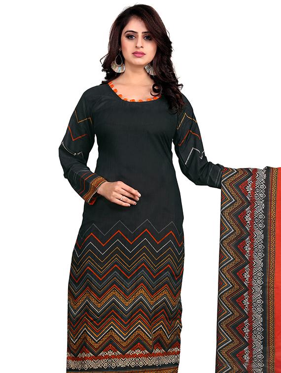chevron printed churidaar unstitched suit - 17265998 - Zoom Image - 2
