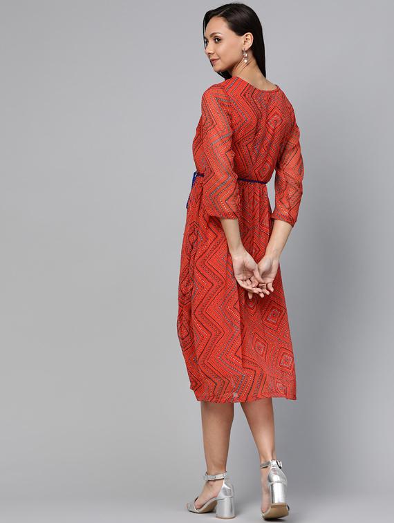 tie front chevron a-line dress - 17266436 - Zoom Image - 3