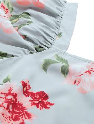 square neck floral asymmetric dress - 17266443 - Standard Image - 4