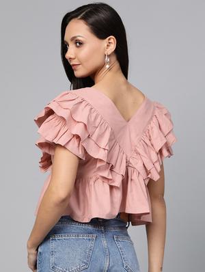 gathered hem frill top - 17266452 - Standard Image - 3