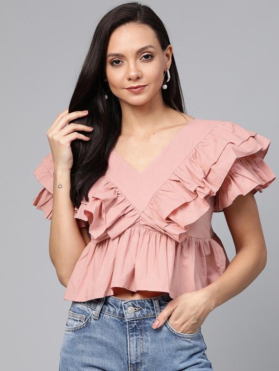 gathered hem frill top - 17266452 - Zoom Image - 1