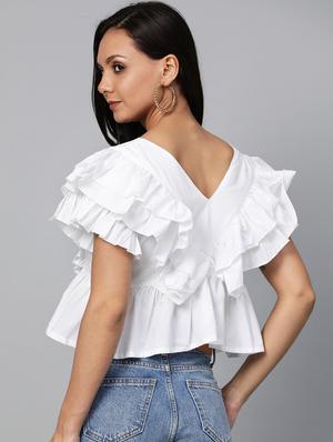 gathered hem frill top - 17266453 - Standard Image - 3