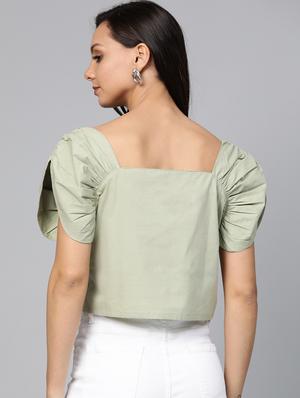 square neck crop top - 17266458 - Standard Image - 3