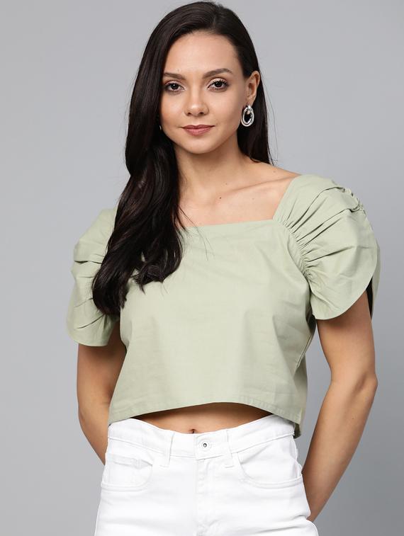 square neck crop top - 17266458 - Zoom Image - 1