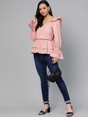 gathered hem bell sleeved top - 17266459 - Standard Image - 4