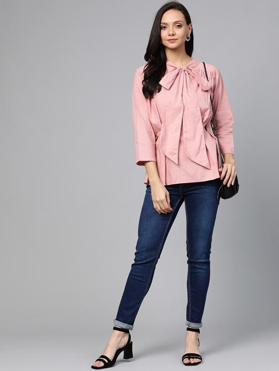 tie up neck solid top - 17266461 - Zoom Image - 4
