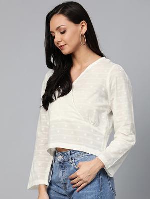 overlap neck crop top - 17266462 - Standard Image - 2