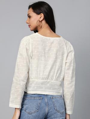 overlap neck crop top - 17266462 - Standard Image - 3