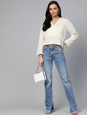 overlap neck crop top - 17266462 - Standard Image - 4