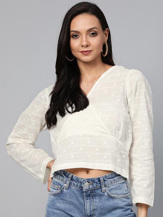 overlap neck crop top - 17266462 - Zoom Image - 1