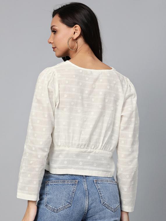 overlap neck crop top - 17266462 - Zoom Image - 3