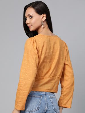 overlap neck crop top - 17266463 - Standard Image - 3