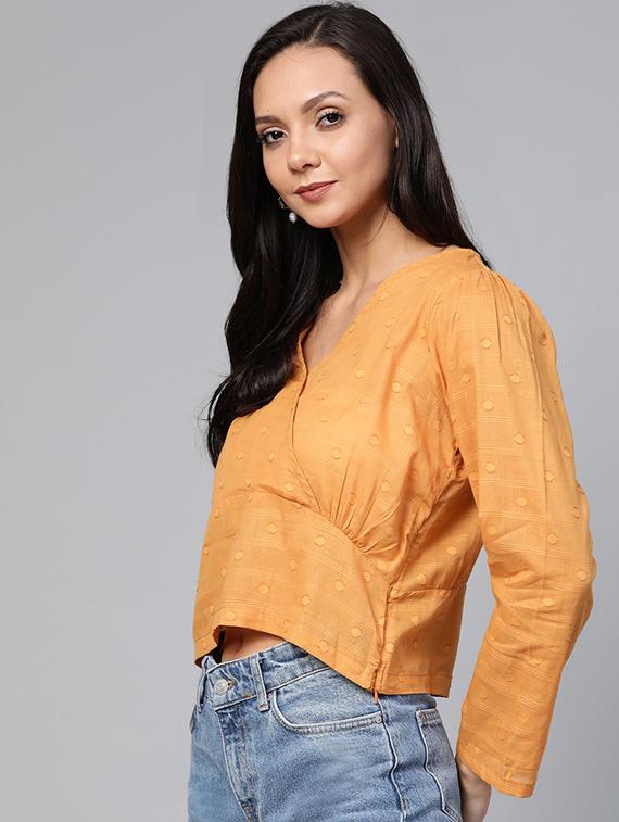 overlap neck crop top - 17266463 - Zoom Image - 2