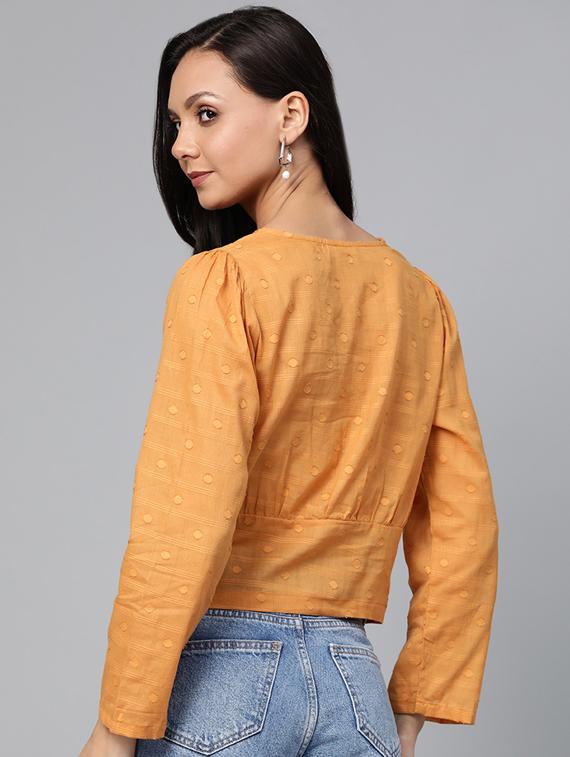 overlap neck crop top - 17266463 - Zoom Image - 3