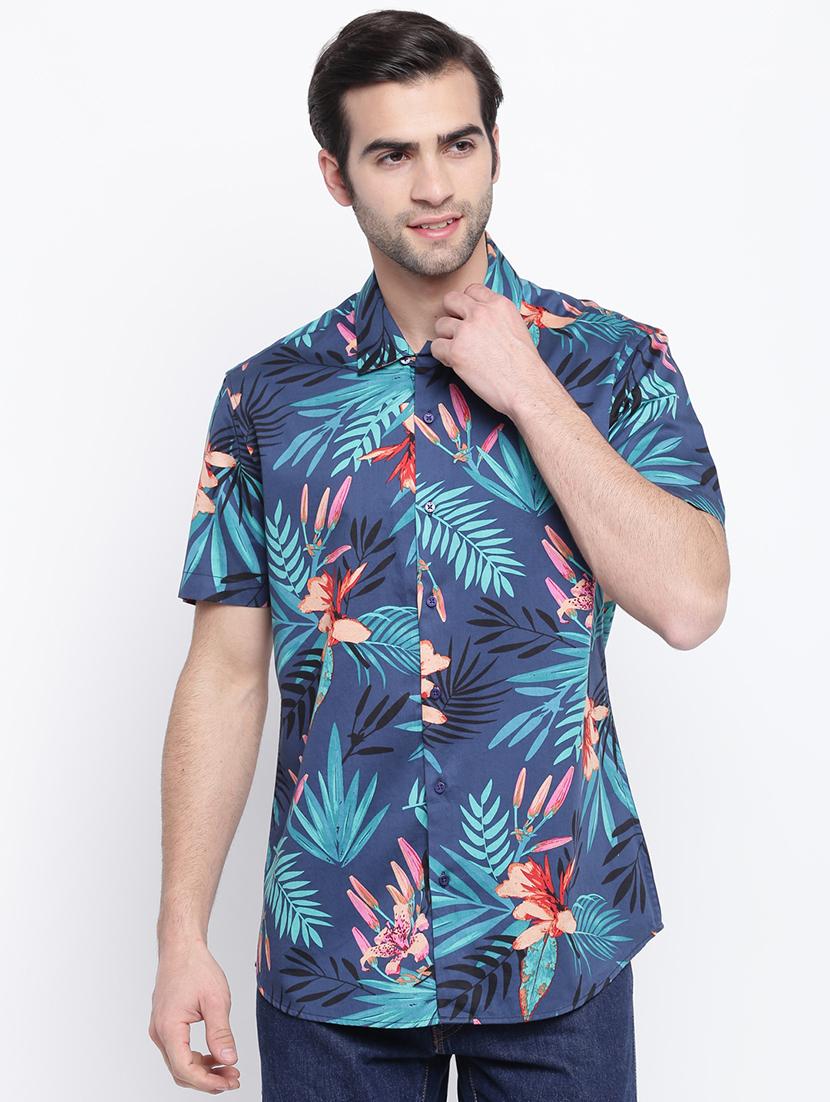 blue tropical print casual shirt - 17267138 - Zoom Image - 1