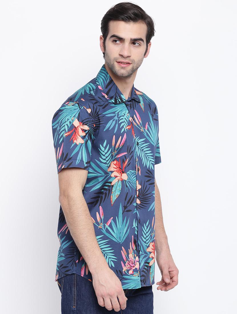 blue tropical print casual shirt - 17267138 - Zoom Image - 2