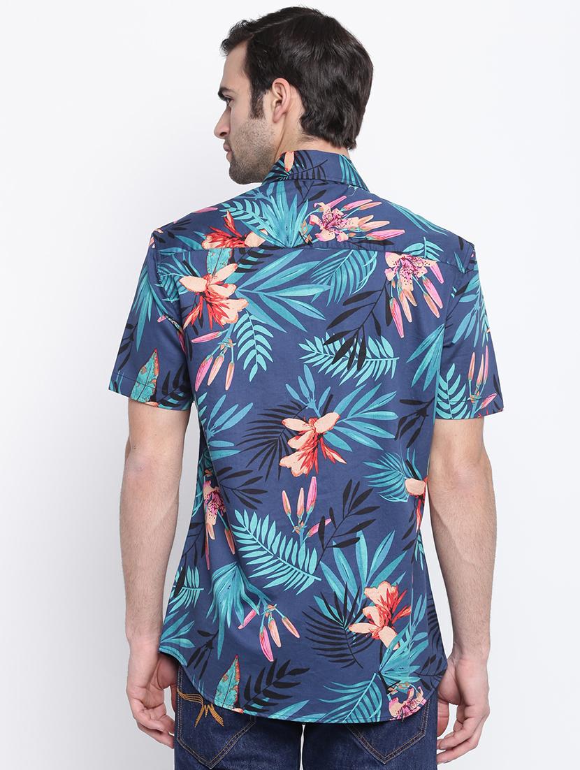 blue tropical print casual shirt - 17267138 - Zoom Image - 3