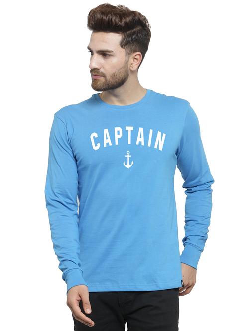 light blue chest print t-shirt - 17267506 - Standard Image - 1