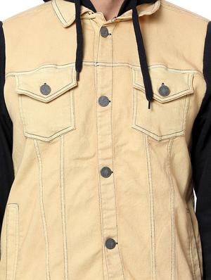 beige color block denim jacket - 17267569 - Standard Image - 5