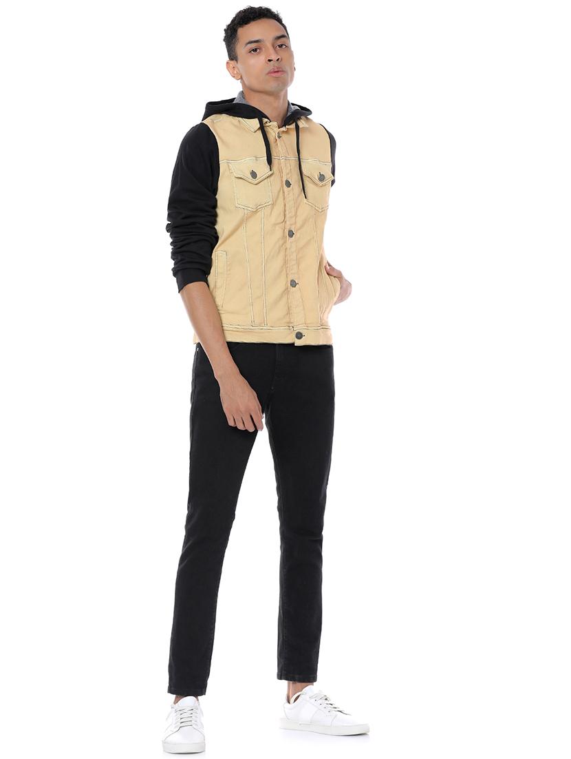 beige color block denim jacket - 17267569 - Zoom Image - 4