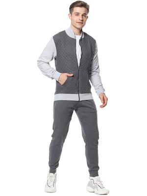 grey solid quilted jacket - 17267665 - Standard Image - 4