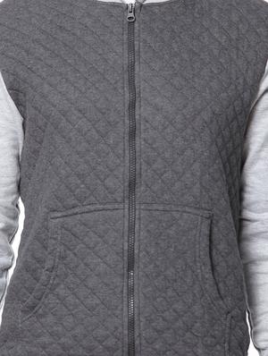grey solid quilted jacket - 17267665 - Standard Image - 5