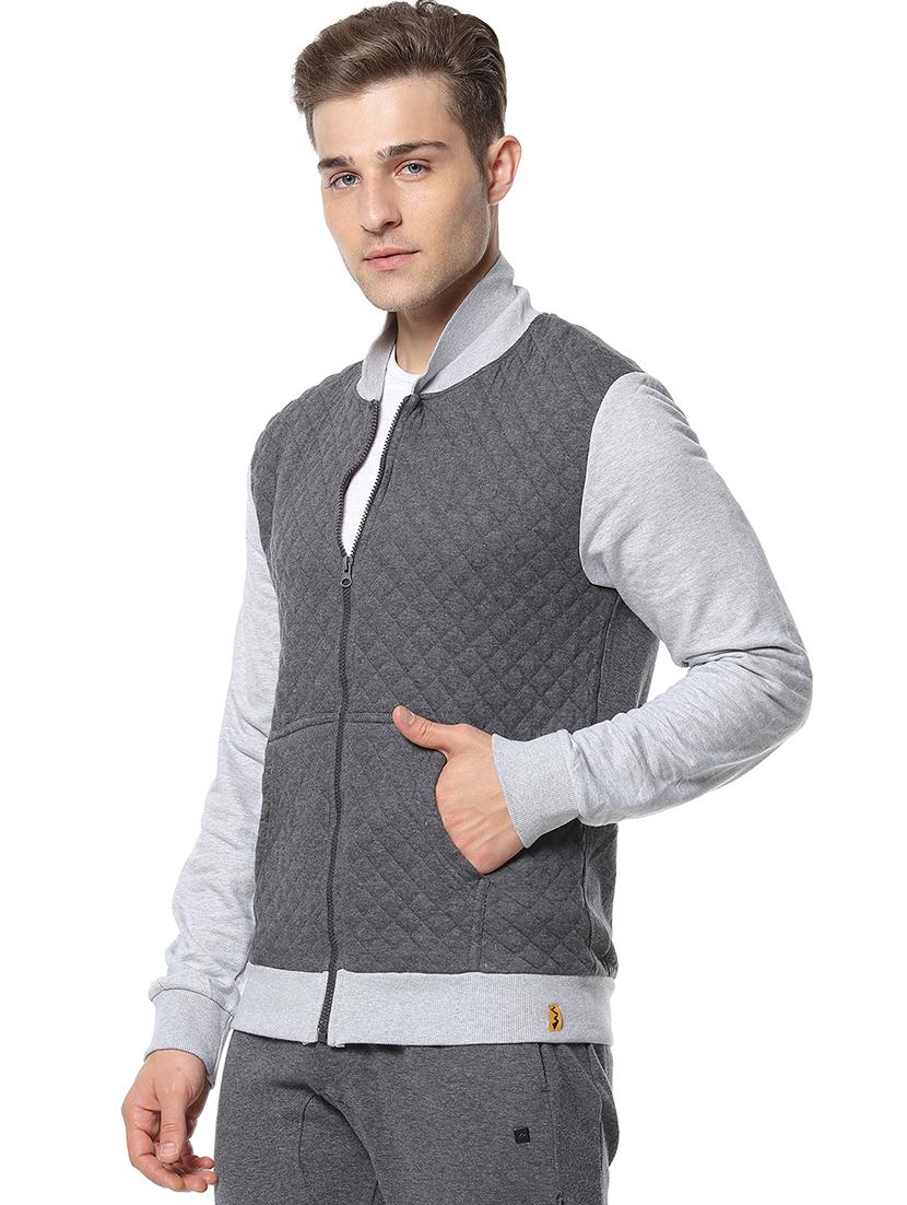 grey solid quilted jacket - 17267665 - Zoom Image - 2