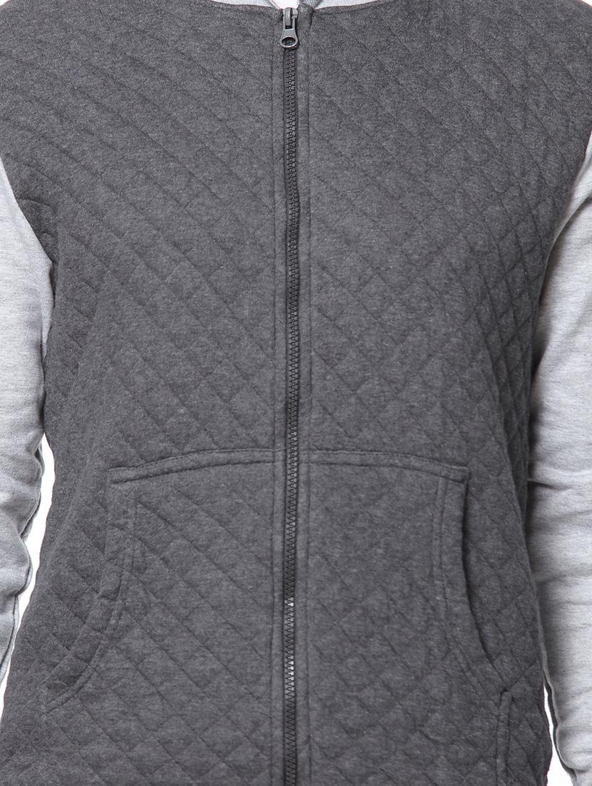 grey solid quilted jacket - 17267665 - Zoom Image - 5