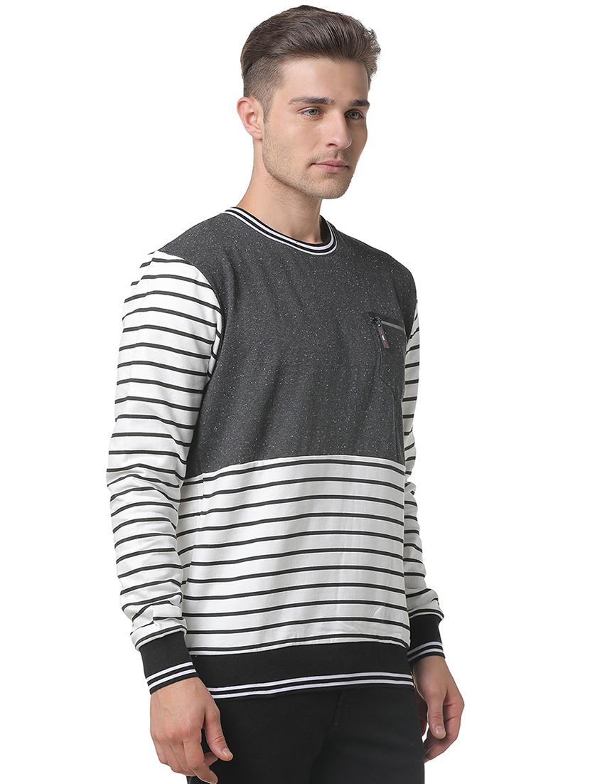 white striped cut & sew sweatshirt - 17267672 - Zoom Image - 2